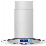 Retails for $337! Island Range Hood 30 Inch 700 CFM Gesture & Touch Control Ceiling Mount Stainless Steel Kitchen Vent Hood, Kitchen Exhaust Hood, Ducted/Ductless Convertible 3-speed Ventilation Fan S