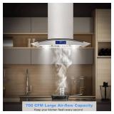 Retails for $337! Island Range Hood 30 Inch 700 CFM Gesture & Touch Control Ceiling Mount Stainless Steel Kitchen Vent Hood, Kitchen Exhaust Hood, Ducted/Ductless Convertible 3-speed Ventilation Fan S