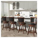 Retails for $152! 24" Counter Height Swivel Bar Stools, High Back Swivel Counter Stools with Black Faux Leather Upholstered Seat & Solid Wood Footrest, Counter Bar Chairs for Kitchen Island & Pub (Bro