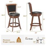 Retails for $152! 24" Counter Height Swivel Bar Stools, High Back Swivel Counter Stools with Black Faux Leather Upholstered Seat & Solid Wood Footrest, Counter Bar Chairs for Kitchen Island & Pub (Bro