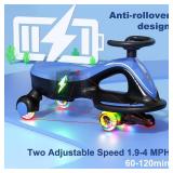 Retails for $150! XJD 12V Electric Wiggle Car Ride On Toy, 2 in 1 Wiggle Car Rechargeable Battery with Anti-Rollover Colorful Light-Emitting Wheel for Toddler Ride On Toys 3 Years and Up (Blue, 12V)