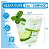 RACETOP 9 oz 200 packs Clear Disposable Plastic Cups, Durable Plastic Cups Tumblers, Perfect for Parties, Wedding and Festival Events