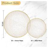 Rubtlamp 60Pcs Clear Gold Plastic Plates, Gold Glitter Disposable Plates, Hammered Plastic Plates Included 30 Dinner Plate And 30 Dessert Plates for Party