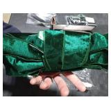 HIENAJ Large Green Velvet Christmas Bow for Wreath, Front Door, Wall, Fence Decor - Gilt Edged Tree Topper for Winter Party Decoration Supplies