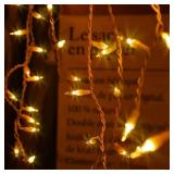 RECESKY 100 Christmas Icicle Lights - 7.7ft Warm White Curtain String Light for Outdoor, Indoor Decor - Fairy Mini Bulb Lighting for Bedroom, Window, House, Garland, Xmas, Christmas Tree Decorations