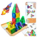 Hqyib Mini Magnetic Tiles Travel Magnetic Tiles, 26 PCS Magnetic Building Blocks Set with Strongest Magnets, Travel Toys Christmas Toy Gift Ages 3-5 5-7 4-8 Boys and Girls