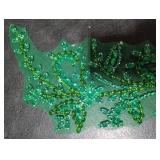 Emerald Green Beaded Floral Applique Trim