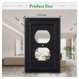 Matte Black Decorative Outlet Covers Wall Plates, Bamboo Fiber Light Switch Covers, Natural Material Electric Receptacle Switch Plate Outlet Cover of various styles (1 Gang Duplex 4 Pack)