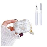 Faneiy for AirPods 4th Generation Case with Keychain+Cleaner Kit,Cute Clear Glitter Flower Floral Protective Earphone Cover,Soft Transparent TPU for AirPods 4 Case Women Girl-White