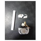 Faneiy for AirPods 4th Generation Case with Keychain+Cleaner Kit,Cute Clear Glitter Flower Floral Protective Earphone Cover,Soft Transparent TPU for AirPods 4 Case Women Girl-White