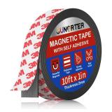 Junarter Magnetic Tape Roll, Magnet Strips, 1 Roll (10 Feet x1 in) Adhesive Magnetic Tape Strips with Adhesive Backing, Flexible Magnetic Strips, Sticky Magnet Tape for Fridge, DIY (0.08 Thick)
