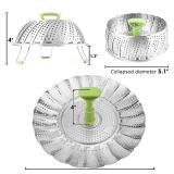 Consevisen Vegetable Steamer Basket for Cooking Food, Stainless Steel Veggie Steam Basket for Pot, Folding Expandable Steaming Insert with Extendable Handle Fits Various Size Pot, 5.1 to 9