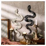 Gerrii Set of 2 Earthy Room Decor Wall Art Boho Witchy Wooden Snake Decor Natural Aesthetic Wall Hanging Boho Art for Apartment Bedroom Living Room(Crawl)