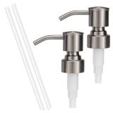 UHEY HOME Soap Dispenser Pump Replacement 304 Stainless Steel for Regular Mouth Bottle for Standard 28/400 Thread Size Kitchen Bathroom Lotion Refill Dispenser 2 Pack(Brushed Nickel)