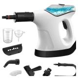 Handheld Steam Cleaner, 10S Immediate Heat Hand Held Steam Cleaner for Home, with Visualized Large Water Tank & 9 PCS Accessories & Safety Lock, for Window,Car,Kitchen,Couch,Floor (WHITE+BLACK)