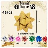 Shindel BulkPCS Christmas Gift Bows, Holiday Assortment Bow Set for Decoration Gift Basket 2.5Inch