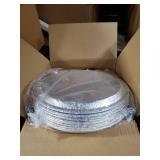 Roponan MultiPack Serving Platters 12in, Disposable Aluminum Foil Serving Trays for Parties, Silver Embossed Foil Serving Dishes/Plates for Vegetable, Fruit, Slices of Cake, Cookies