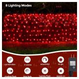 WBao Christmas Net Lights, 360LED 11.5ft x 6.9ft Christmas Lights with 8 Modes, Timer, End to End Connectable, Waterproof Design for Lawn, Bushes, Trees Outdoor Xmas Decorations, Red