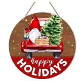 ZODGMED Christmas Sign for Front Door Porch, Christmas Decor for Home Office Patio Holiday Hanging Sign, Christmas Xmas Winter Farmhouse Wall Decorations, Happy Holidays