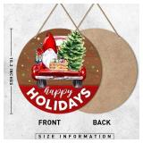 ZODGMED Christmas Sign for Front Door Porch, Christmas Decor for Home Office Patio Holiday Hanging Sign, Christmas Xmas Winter Farmhouse Wall Decorations, Happy Holidays