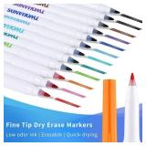 TWOHANDS Dry Erase Markers Fine Tip,Ultra fine Extra Fine Point 0.7mm,Low Odor,11 Assorted Colors,Whiteboard Markers for Office,Home,or Planning Whiteboard,12 Count,20581