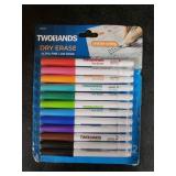 TWOHANDS Dry Erase Markers Fine Tip,Ultra fine Extra Fine Point 0.7mm,Low Odor,11 Assorted Colors,Whiteboard Markers for Office,Home,or Planning Whiteboard,12 Count,20581