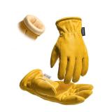 toolant Slip-On Winter Leather Work Gloves for Men, 100% Grain Cowhide with Water Resistance, Warm Thinsulate Lining, Easy to Match and Wear, Durable Insulated Gloves for Cold Weather, Size Large