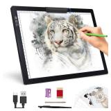 Rechargeable A4 Light Pad - Stepless Dimmable 6 Levels Brightness Tracing Light Box, Diamond Painting Light Board with Top Clip, Battery Powered Portable Light Pad for Weeding Vinyl Tracing
