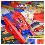 Aetyni Spider Toys for Boys 3-4: 251 PCS Spider Race Track with 5 Alloy Cars Toys for 3 4 5 6 Year Old Boys Car Tracks for Kids Toddler Boy Age 3-5 4-6 6-8 Christmas Birthday Gifts