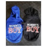 BAEMJK 2 Pack Small Dog Hoodie Cute Boy Dog Clothes with Leash Hole Soft Warm Pet Puppy Cats Sweatshirt Sweaters Fall Winter Pet Cats Coat Outfits Blue+Black,Medium