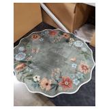 Lahome Floral Round Area Rugs, Washable Small Round Rug 3ft Non-Slip, Soft Boho Ultra-Thin Circle Carpet for Bedroom Entryway Kitchen Laundry Bathroom, Green