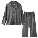 BAMBOO COOL Mens Pajama Set Bamboo Viscose Cotton Soft Lightweight Loungewear Sleepwear Long Sleeve and Pants with Pockets Medium COLOR VARIES***