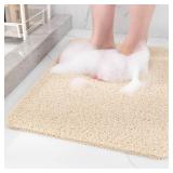 Non-Slip Shower Mat Bathtub Mat for Bath Tub,Anti Slip Bath Tub Mat,Floor Mat,Soft PVC Loofah Bathroom Mats,Foot Scrubber Mat,Quick Drying Easy Cleaning Mats for Wet Areas 40 * 16 Beige