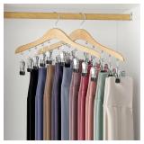 SNUVID Legging Organizer for Closet, Wooden Yoga Pants Hangers 2 Pack with 10 Clips Holds 20 Leggings, Space Saving Hanging Closet Organizer, Closet Organizers and Storage, Dorm Room Organization