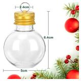 KaKaPops Bulk Pieces Christmas Booze Balls, Christmas Tree Hanging Ornaments Clear Plastic Fillable Bulbs Pendant Ball with Screw Caps and Ribbons for Christmas Home Party Decor