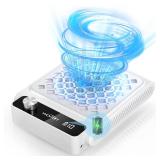 Woput Rechargeable Nail Dust Collector, 980PA Portable Cordless Nail Vacuum Dust Collector Fan with Filter Papers (30 Pcs) for Acrylic Nail Polishing & Manicure Pedicure at Nail Salon & Home - White