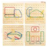 HEELWIRE Wooden Geoboard, Montessori Educational Toy for Kids with Pattern Cards and Rubber Bands to Figures and Shapes, Brain Teaser STEM Geo Board