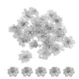 PATIKIL 1.2 Inch Small Ribbon Flowers, MultiPcs Satin Ribbon Flowers Mini Fabric Flowers for Crafts DIY Wedding Ornament Appliques, Silver Tone