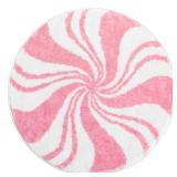 Breling 1 Pcs Christmas Bathroom Rug Small Decor Christmas Kitchen Bathroom Rug Winter Bath Mats Non Slip Carpet for Tub Living Dining Holiday(Candy,Pink,15.75 x 15.75)