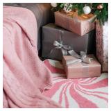 Breling 1 Pcs Christmas Bathroom Rug Small Decor Christmas Kitchen Bathroom Rug Winter Bath Mats Non Slip Carpet for Tub Living Dining Holiday(Candy,Pink,15.75 x 15.75)