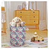 Cilrii Chinoiserie Christmas Tree Santa Laundry Basket, Blue Toile Xmas Laundry Basket Hamper Waterproof Collapsible Clothes Toys Storage Bin for Bedroom Bathroom Kids Room, Toybox for Girls Boys