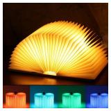 ZBOLE Unique Gifts for Book Lovers Women, 12 Colors Portable Book Lamp with Remote, Folding Book Light, Lovely Gift for Christmas, Birthday, Back to School & Bookshelf & Home Decor (Walnut)