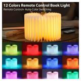 ZBOLE Unique Gifts for Book Lovers Women, 12 Colors Portable Book Lamp with Remote, Folding Book Light, Lovely Gift for Christmas, Birthday, Back to School & Bookshelf & Home Decor (Walnut)