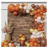 Little Pumpkin Balloon Garland Arch Kit 152PCS Orange Coffee Brown Balloons for Fall Thanksgiving Autumn Harvest Birthday Party Decorations