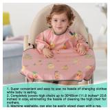 PewinGo Weaning Bib & BLW Attaches and Fully Cover to Baby Highchair, Long Sleeves Bib with Waterproof, Machine Washable & Comfortable,Easy to Clean, Suitable for Baby Infant-Pink