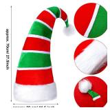 Syhood 2 Pieces Christmas Elf Hats Long Striped Santa Faux Fur Candy Hat for Adults Xmas Holiday Party Costume Accessories(Red Green White)