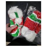 Syhood 2 Pieces Christmas Elf Hats Long Striped Santa Faux Fur Candy Hat for Adults Xmas Holiday Party Costume Accessories(Red Green White)