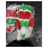 Syhood 2 Pieces Christmas Elf Hats Long Striped Santa Faux Fur Candy Hat for Adults Xmas Holiday Party Costume Accessories(Red Green White)