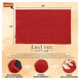 LuxUrux Red Bathroom Rugs Soft Christmas 30x17 Bath Mat, Non Slip, Absorbent, Machine Washable, Plush Bathroom Floor Rug for Holiday Decor & Everyday Luxury