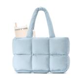 Herald Puffer Tote Bag for Women, Large Quilted Puffy Handbag Lightweight Satchel Purse with Cup Holder & Compartment (Sky Blue)